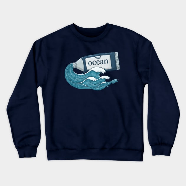 Ocean Paint Tube Crewneck Sweatshirt by Tania Tania